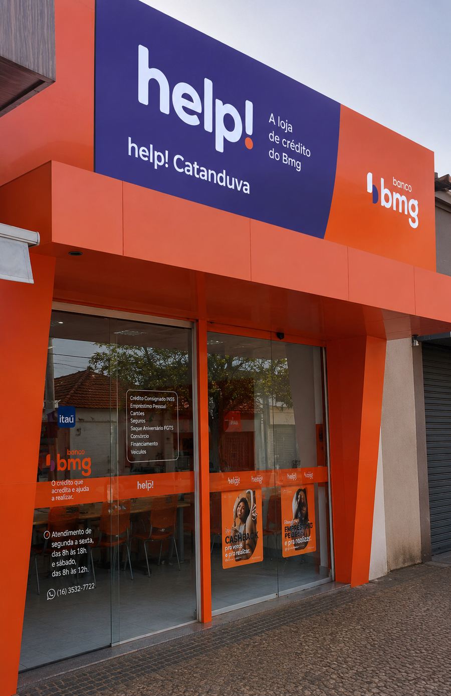 Fachada da loja help! Banco BMG em Catanduva