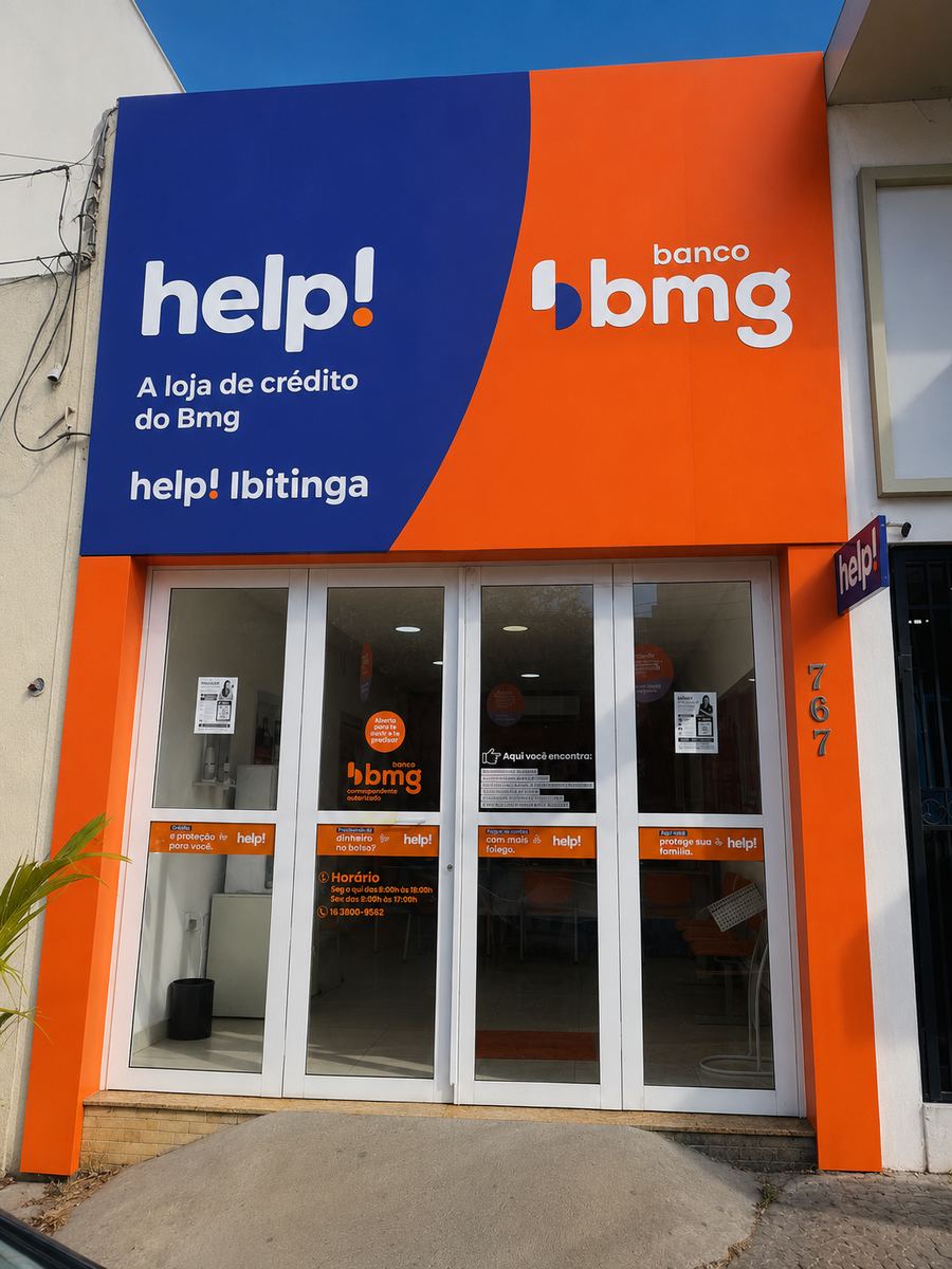 Fachada da loja help! Banco BMG em Ibitinga