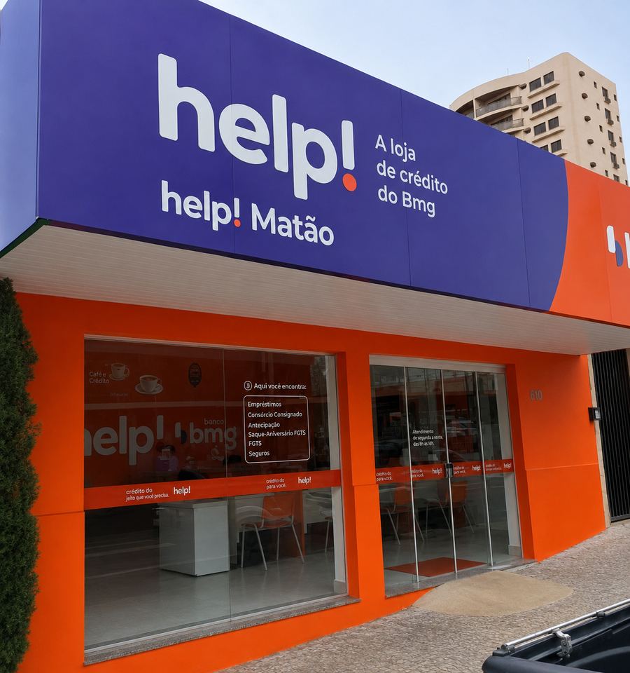 Fachada da loja help! Banco BMG em Matão