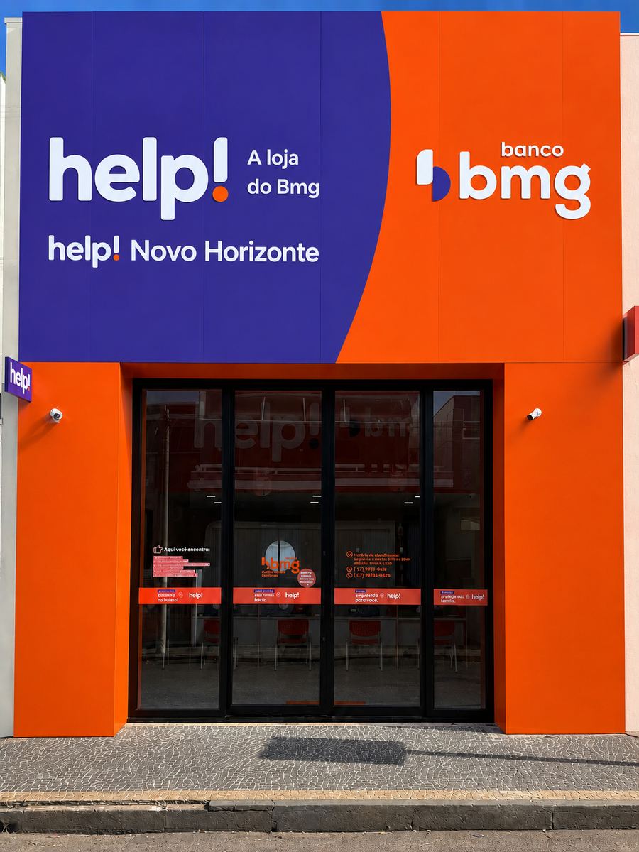 Fachada da loja help! Banco BMG em Novo Horizonte