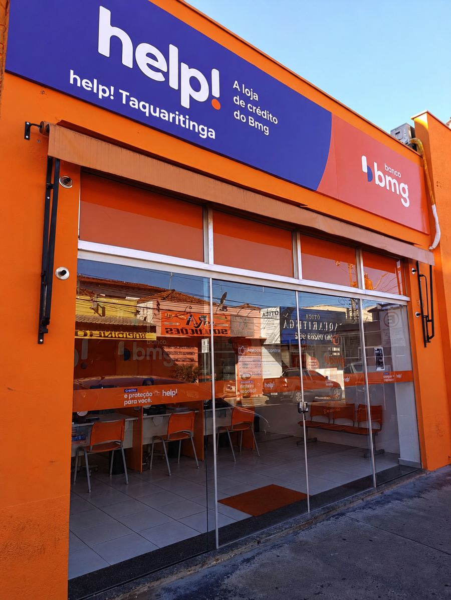 Fachada da loja help! Banco BMG em Taquaritinga