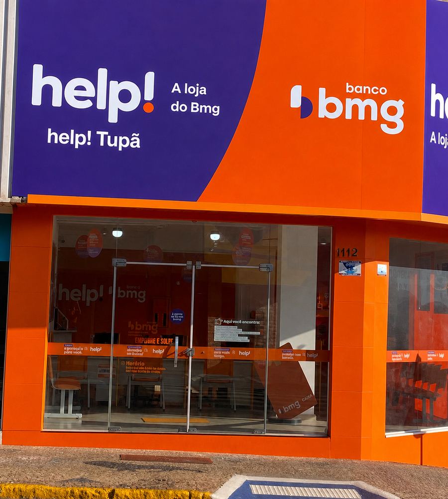 Fachada da loja help! Banco BMG em Tupã
